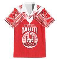 Custom Tahiti Football Family Matching Mermaid Dress and Hawaiian Shirt Coat Of Arms Polynesian Tribal Pattern LT05 Dad's Shirt - Short Sleeve Red - Polynesian Pride