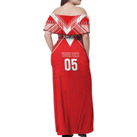 Custom Tahiti Football Family Matching Off Shoulder Maxi Dress and Hawaiian Shirt Coat Of Arms Polynesian Tribal Pattern LT05 - Polynesian Pride