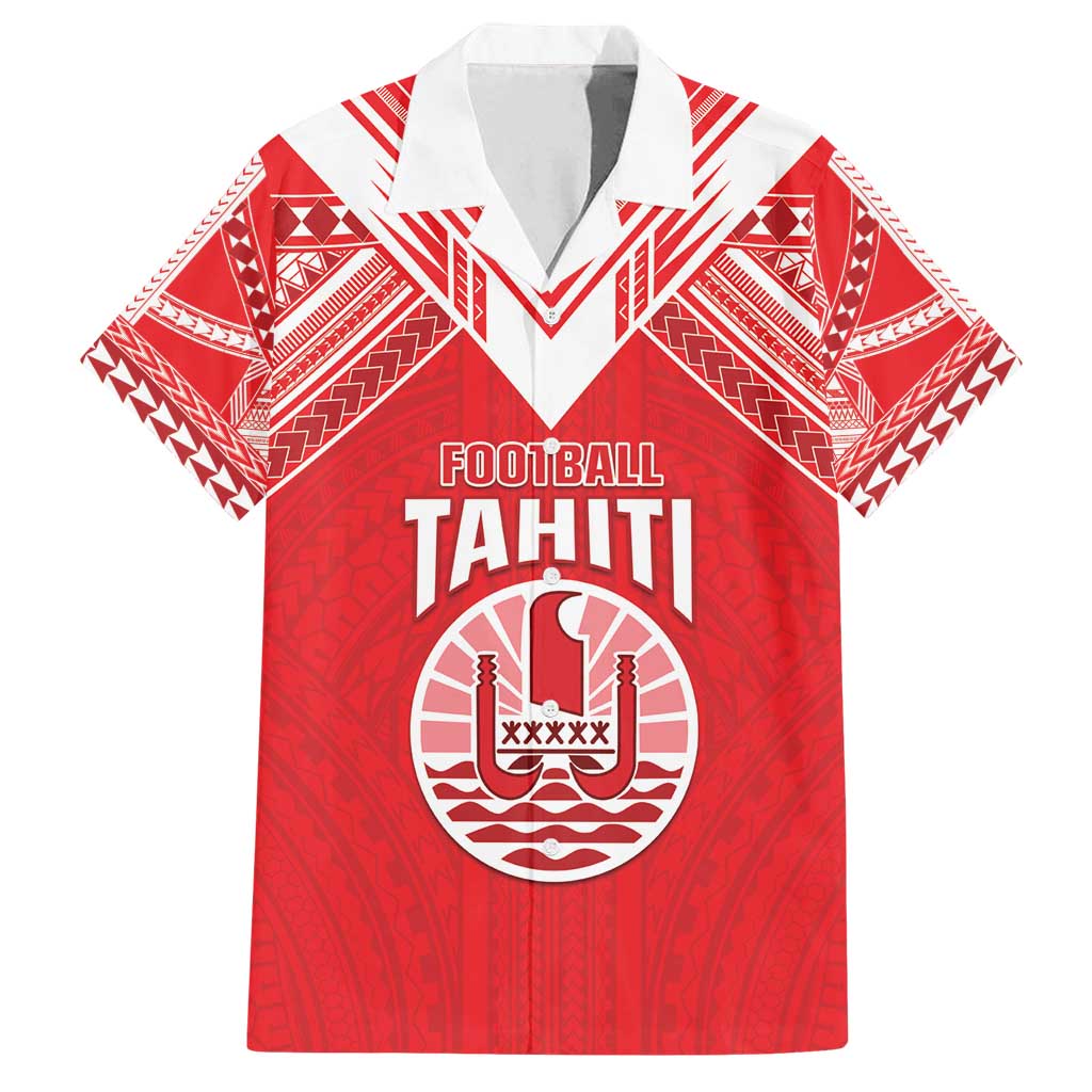 Custom Tahiti Football Family Matching Summer Maxi Dress and Hawaiian Shirt Coat Of Arms Polynesian Tribal Pattern LT05 Dad's Shirt - Short Sleeve Red - Polynesian Pride
