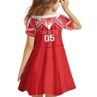 Custom Tahiti Football Kid Short Sleeve Dress Coat Of Arms Polynesian Tribal Pattern LT05 - Polynesian Pride
