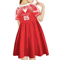 Custom Tahiti Football Kid Short Sleeve Dress Coat Of Arms Polynesian Tribal Pattern LT05 - Polynesian Pride