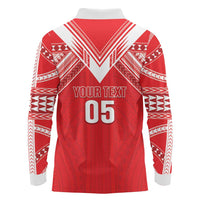 Custom Tahiti Football Long Sleeve Polo Shirt Coat Of Arms Polynesian Tribal Pattern LT05 - Polynesian Pride