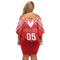 Custom Tahiti Football Off Shoulder Short Dress Coat Of Arms Polynesian Tribal Pattern LT05 - Polynesian Pride