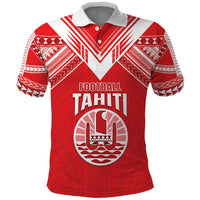 Custom Tahiti Football Polo Shirt Coat Of Arms Polynesian Tribal Pattern LT05 Red - Polynesian Pride