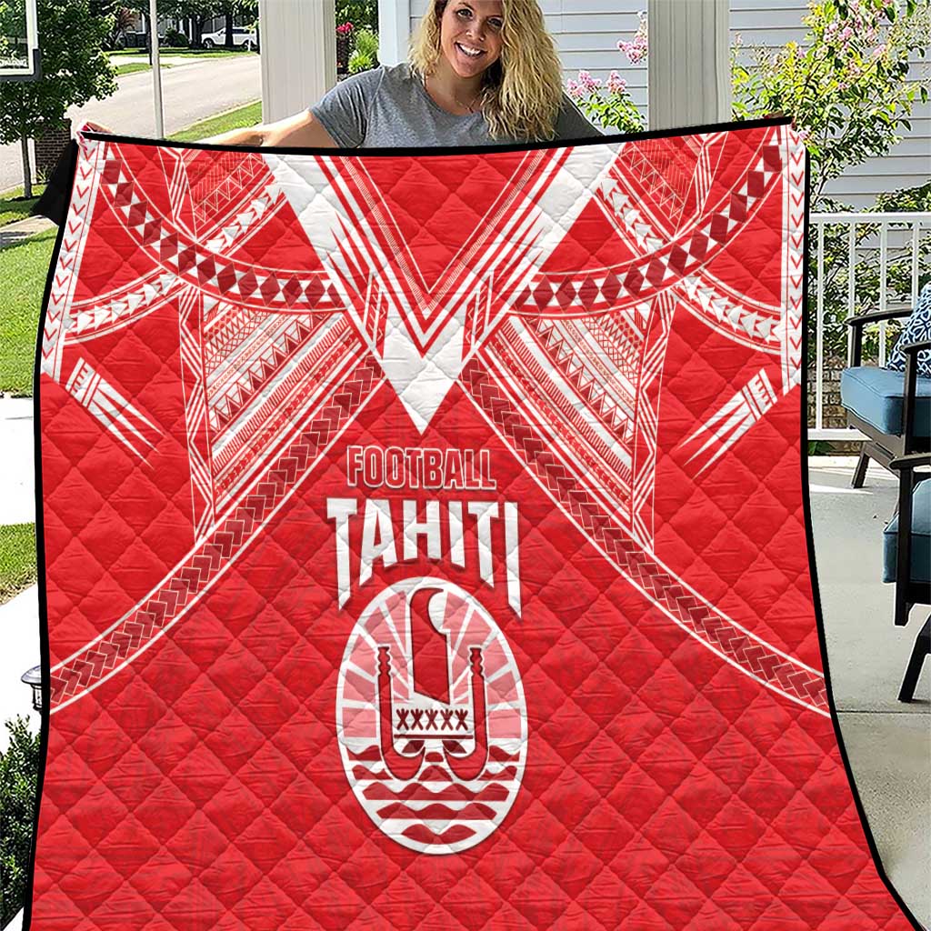 Tahiti Football Quilt Coat Of Arms Polynesian Tribal Pattern LT05 Red - Polynesian Pride