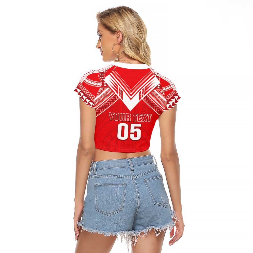 Custom Tahiti Football Raglan Cropped T Shirt Coat Of Arms Polynesian Tribal Pattern LT05 - Polynesian Pride