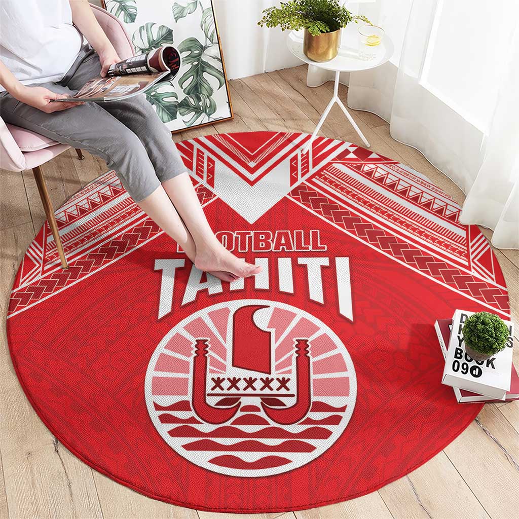 Tahiti Football Round Carpet Coat Of Arms Polynesian Tribal Pattern LT05 - Polynesian Pride