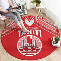 Tahiti Football Round Carpet Coat Of Arms Polynesian Tribal Pattern LT05 - Polynesian Pride