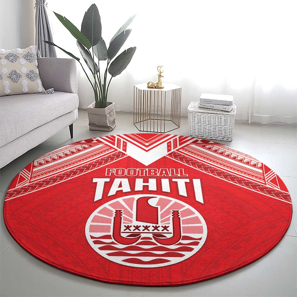 Tahiti Football Round Carpet Coat Of Arms Polynesian Tribal Pattern LT05 - Polynesian Pride