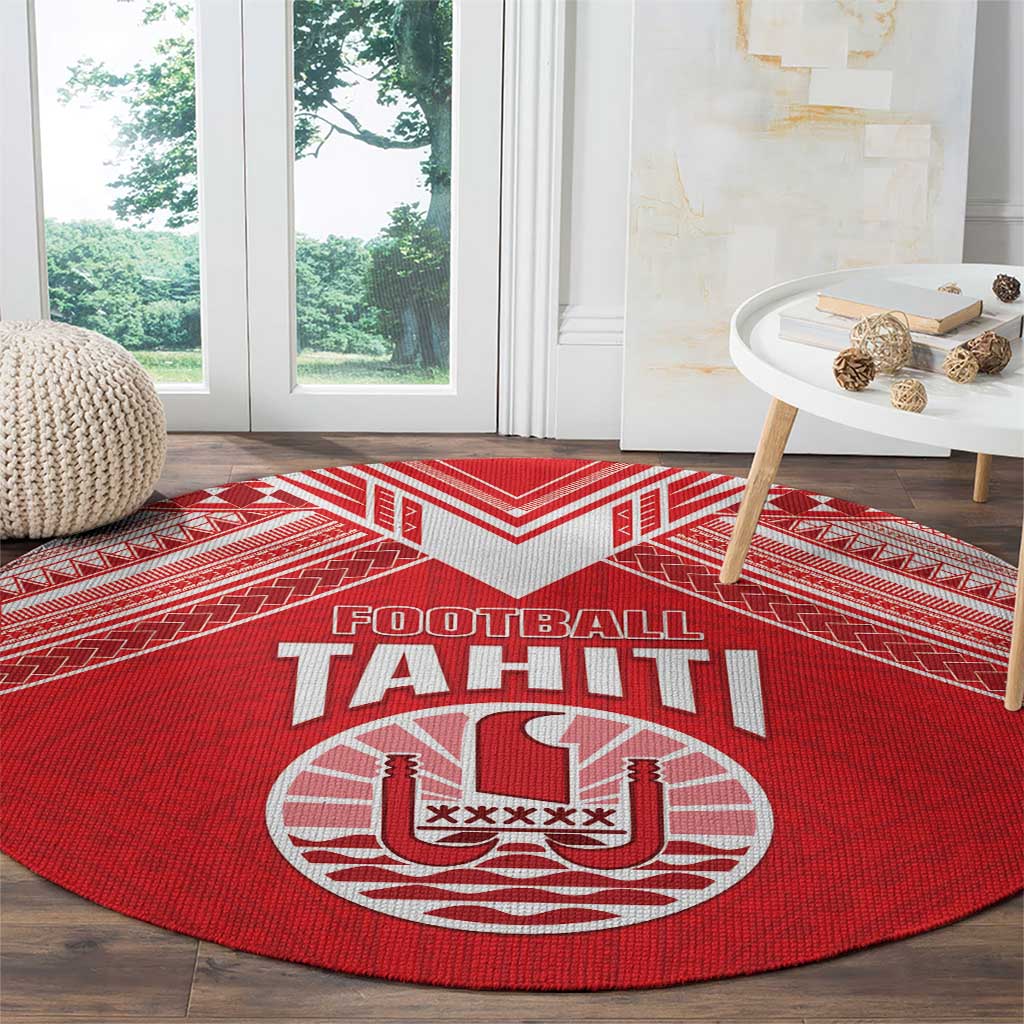 Tahiti Football Round Carpet Coat Of Arms Polynesian Tribal Pattern LT05 - Polynesian Pride