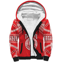 Custom Tahiti Football Sherpa Hoodie Coat Of Arms Polynesian Tribal Pattern LT05 Unisex Red - Polynesian Pride