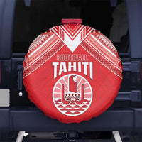 Tahiti Football Spare Tire Cover Coat Of Arms Polynesian Tribal Pattern LT05 No hole Red - Polynesian Pride