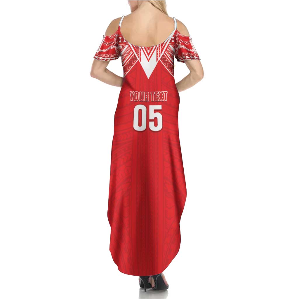 Custom Tahiti Football Summer Maxi Dress Coat Of Arms Polynesian Tribal Pattern LT05 - Polynesian Pride
