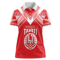 Custom Tahiti Football Women Polo Shirt Coat Of Arms Polynesian Tribal Pattern LT05 Female Red - Polynesian Pride