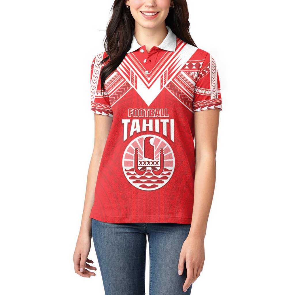 Custom Tahiti Football Women Polo Shirt Coat Of Arms Polynesian Tribal Pattern LT05 - Polynesian Pride