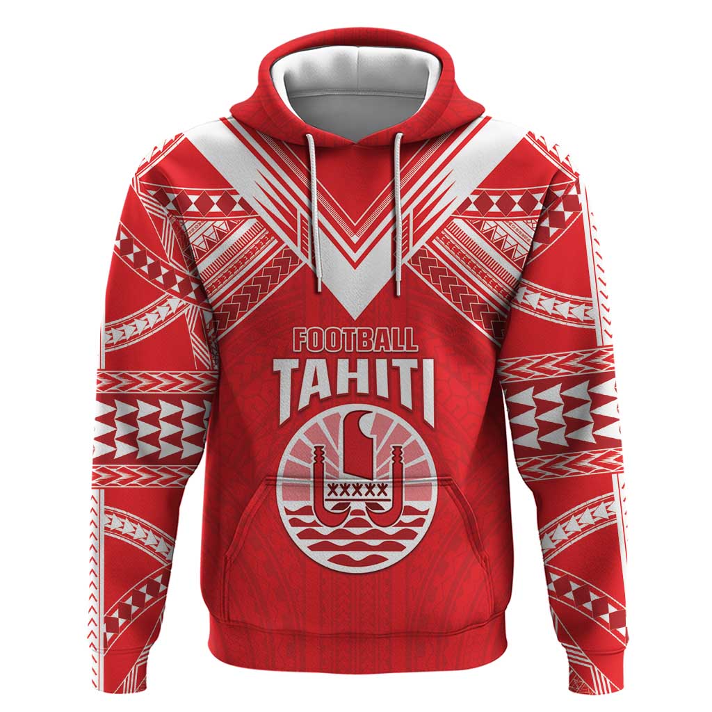 Custom Tahiti Football Zip Hoodie Coat Of Arms Polynesian Tribal Pattern LT05 Pullover Hoodie Red - Polynesian Pride
