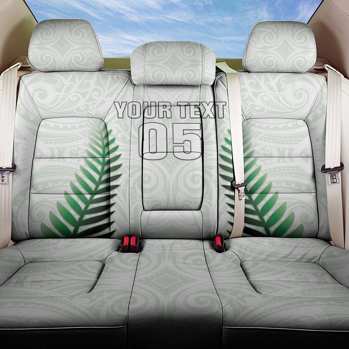 Custom New Zealand Fern Football Back Car Seat Cover Simple Style LT05 One Size White - Polynesian Pride