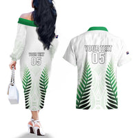 Custom New Zealand Fern Football Couples Matching Off The Shoulder Long Sleeve Dress and Hawaiian Shirt Simple Style LT05 - Polynesian Pride