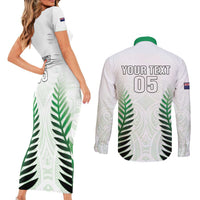 Custom New Zealand Fern Football Couples Matching Short Sleeve Bodycon Dress and Long Sleeve Button Shirt Simple Style LT05 - Polynesian Pride