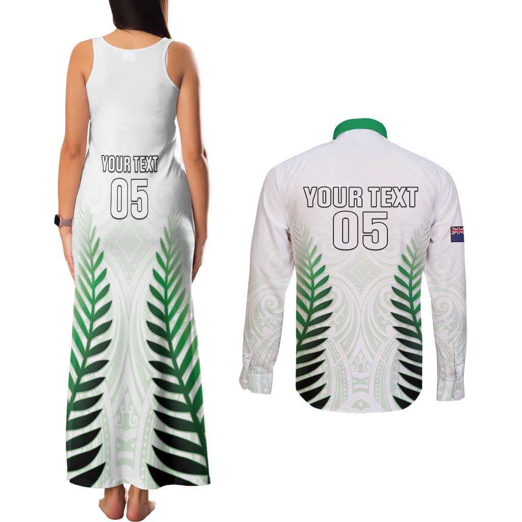 Custom New Zealand Fern Football Couples Matching Tank Maxi Dress and Long Sleeve Button Shirt Simple Style LT05 - Polynesian Pride