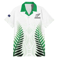Custom New Zealand Fern Football Family Matching Mermaid Dress and Hawaiian Shirt Simple Style LT05 Dad's Shirt - Short Sleeve White - Polynesian Pride