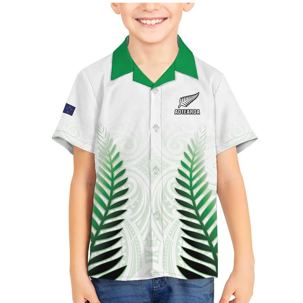 Custom New Zealand Fern Football Family Matching Mermaid Dress and Hawaiian Shirt Simple Style LT05 Son's Shirt White - Polynesian Pride