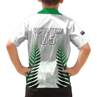 Custom New Zealand Fern Football Family Matching Short Sleeve Bodycon Dress and Hawaiian Shirt Simple Style LT05 - Polynesian Pride