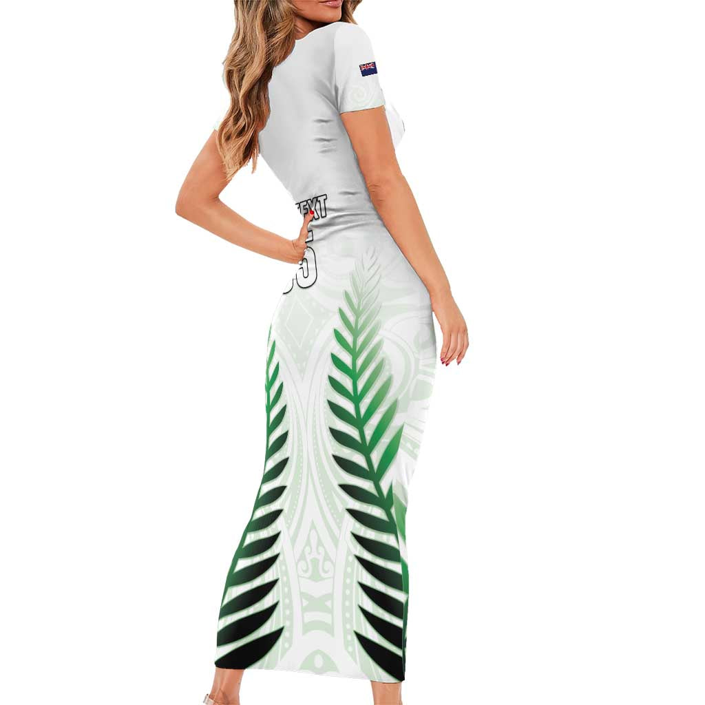 Custom New Zealand Fern Football Family Matching Short Sleeve Bodycon Dress and Hawaiian Shirt Simple Style LT05 - Polynesian Pride