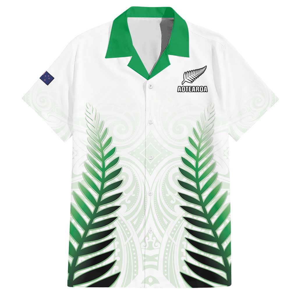 Custom New Zealand Fern Football Hawaiian Shirt Simple Style LT05 White - Polynesian Pride