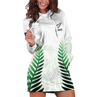 Custom New Zealand Fern Football Hoodie Dress Simple Style LT05 White - Polynesian Pride