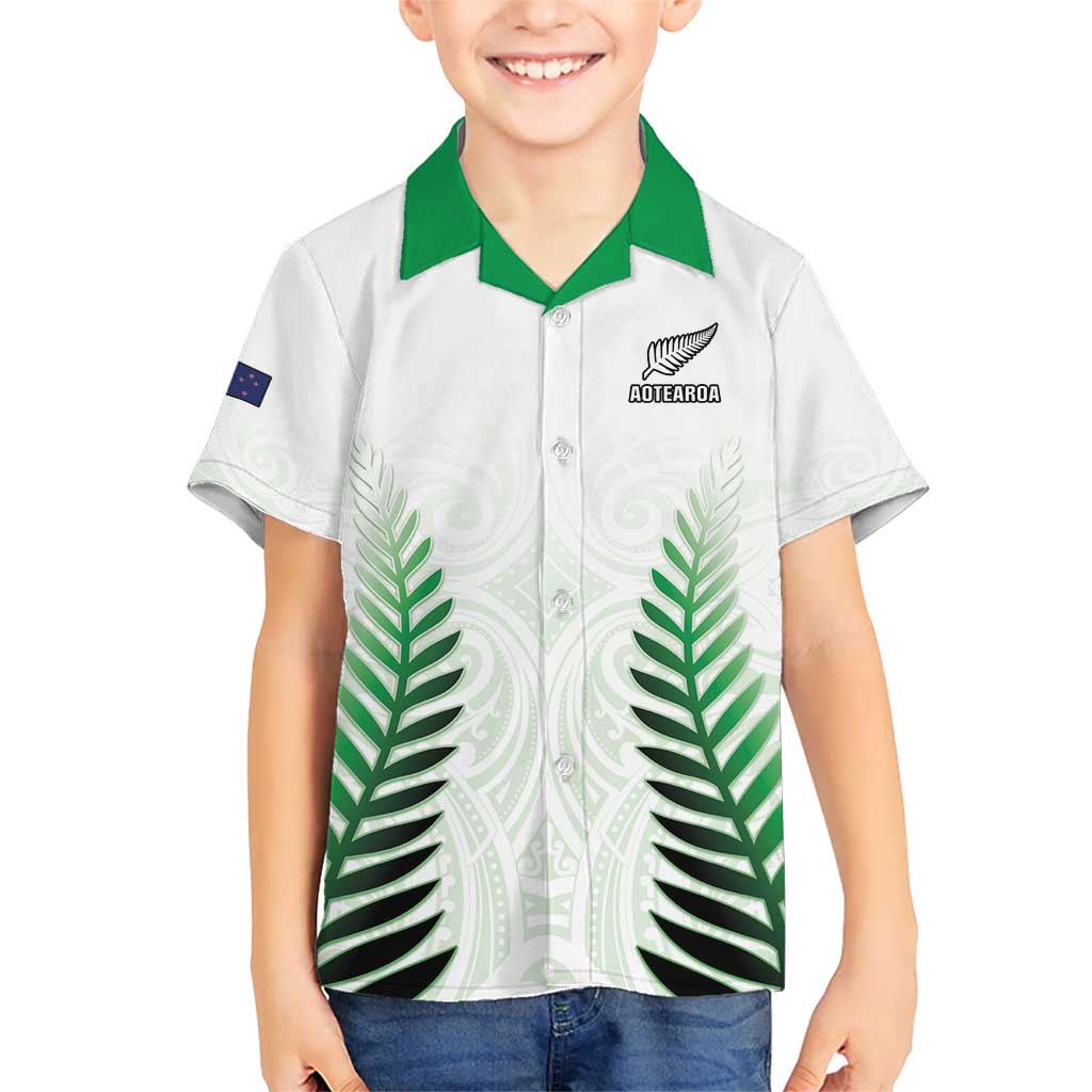 Custom New Zealand Fern Football Kid Hawaiian Shirt Simple Style LT05 Kid White - Polynesian Pride