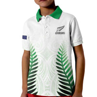Custom New Zealand Fern Football Kid Polo Shirt Simple Style LT05 Kid White - Polynesian Pride