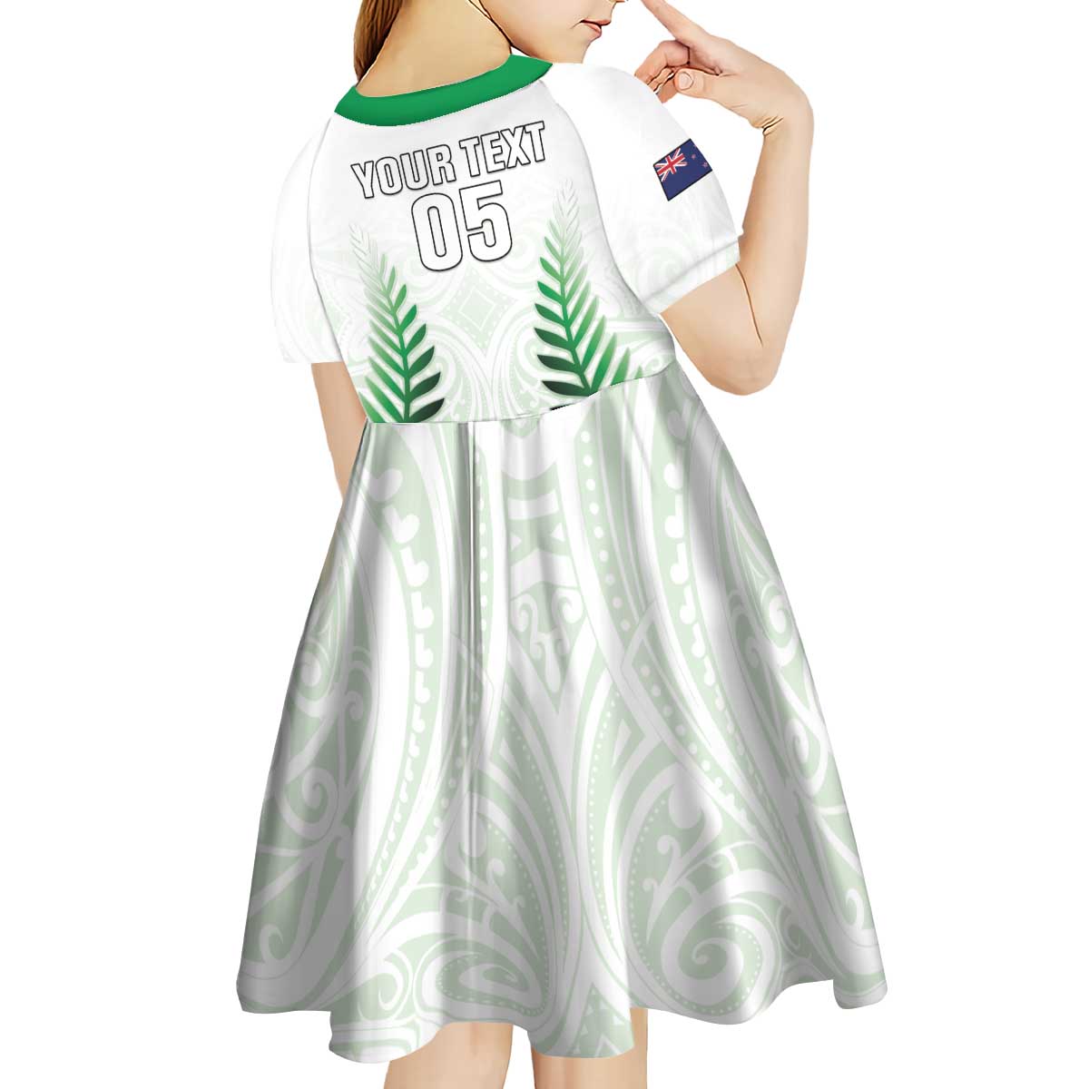 Custom New Zealand Fern Football Kid Short Sleeve Dress Simple Style LT05 - Polynesian Pride