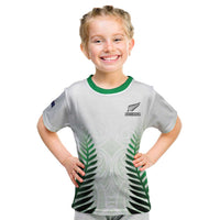 Custom New Zealand Fern Football Kid T Shirt Simple Style LT05 White - Polynesian Pride