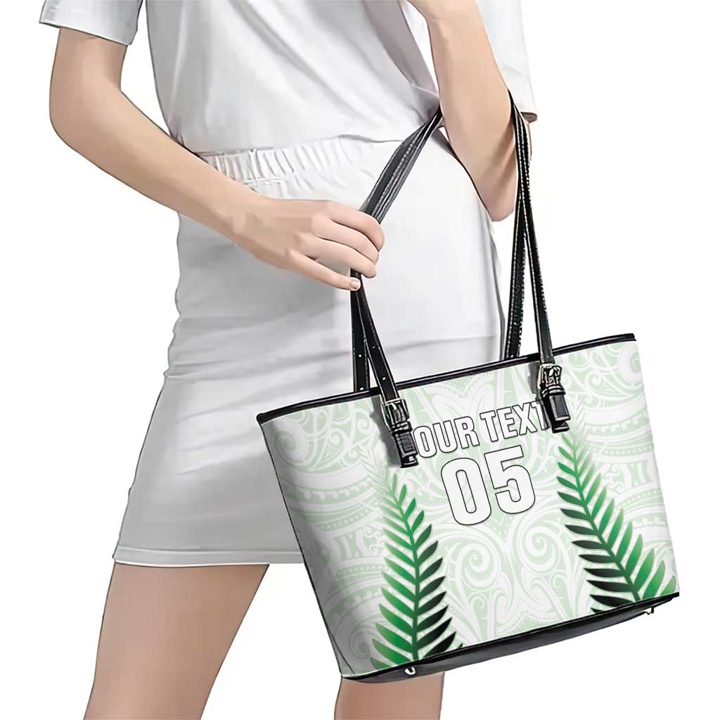Custom New Zealand Fern Football Leather Tote Bag Simple Style LT05 - Polynesian Pride