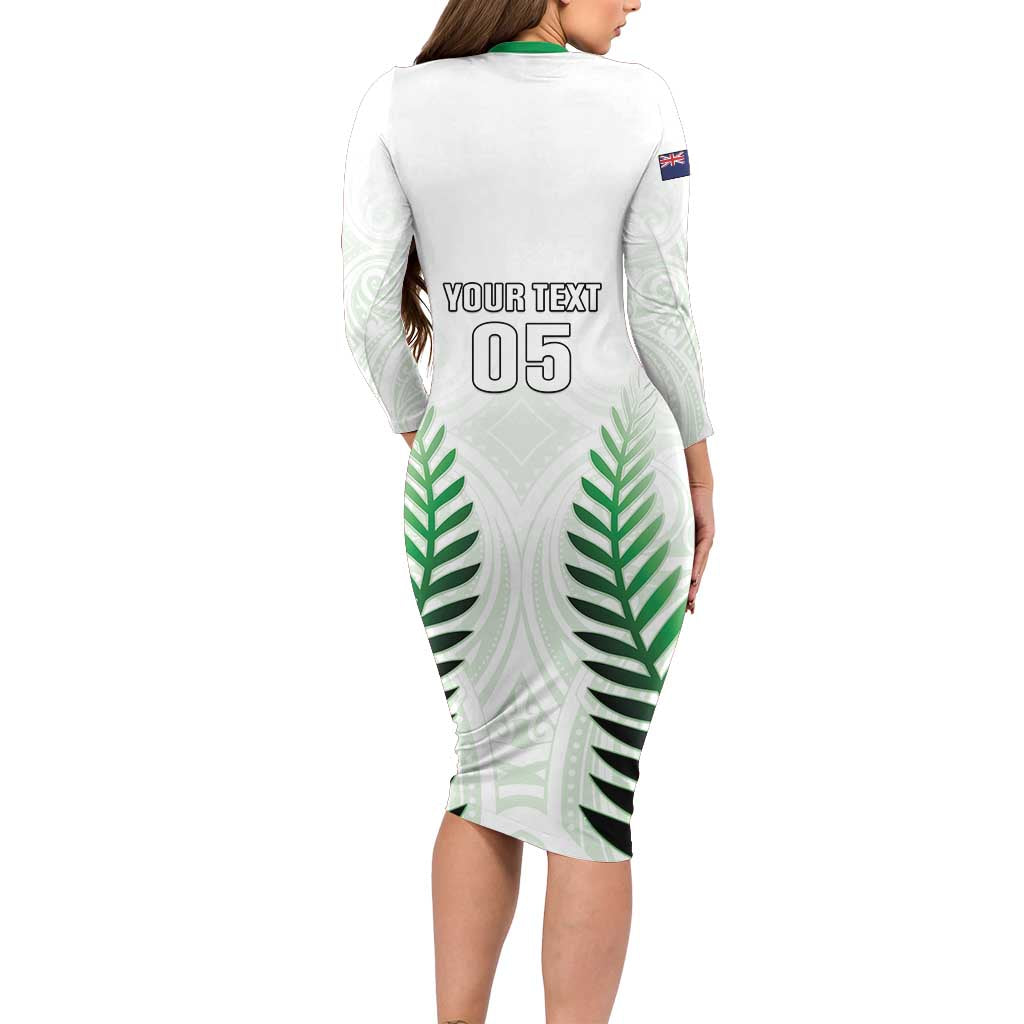 Custom New Zealand Fern Football Long Sleeve Bodycon Dress Simple Style LT05 - Polynesian Pride