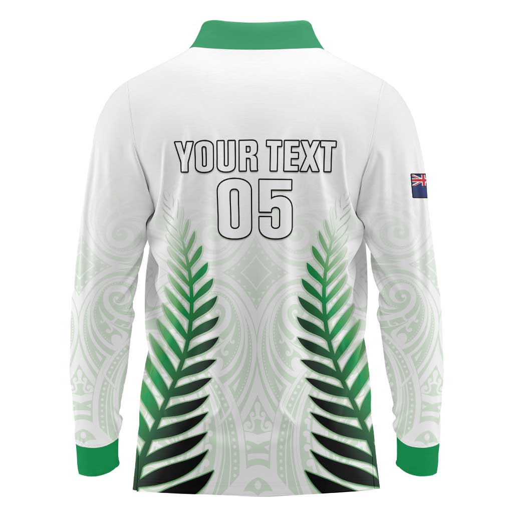 Custom New Zealand Fern Football Long Sleeve Polo Shirt Simple Style LT05 - Polynesian Pride
