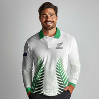 Custom New Zealand Fern Football Long Sleeve Polo Shirt Simple Style LT05 - Polynesian Pride