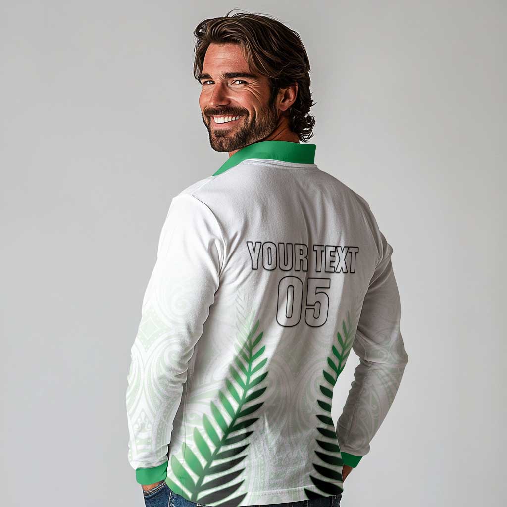 Custom New Zealand Fern Football Long Sleeve Polo Shirt Simple Style LT05 - Polynesian Pride