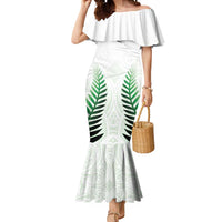 Custom New Zealand Fern Football Mermaid Dress Simple Style LT05 Women White - Polynesian Pride
