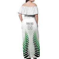 Custom New Zealand Fern Football Off Shoulder Maxi Dress Simple Style LT05 - Polynesian Pride