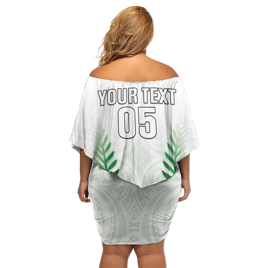 Custom New Zealand Fern Football Off Shoulder Short Dress Simple Style LT05 - Polynesian Pride