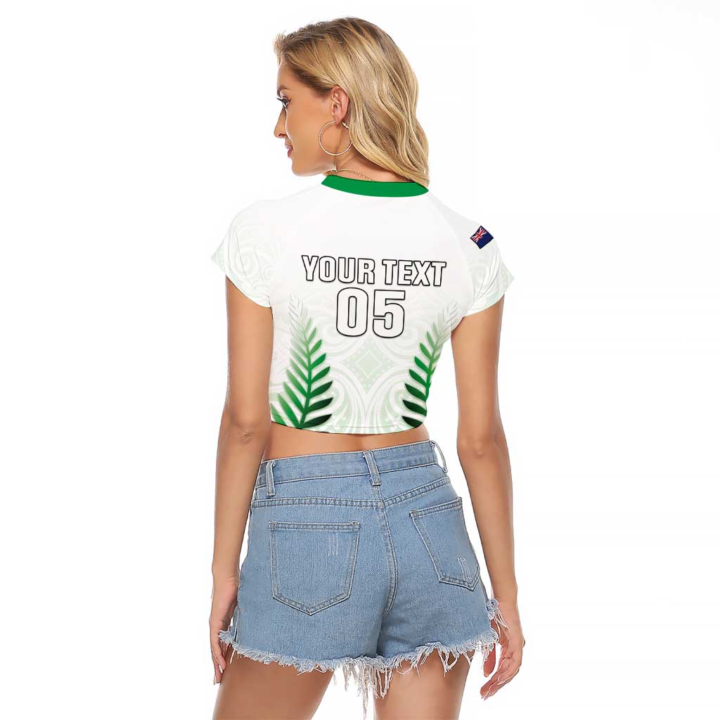 Custom New Zealand Fern Football Raglan Cropped T Shirt Simple Style LT05 - Polynesian Pride