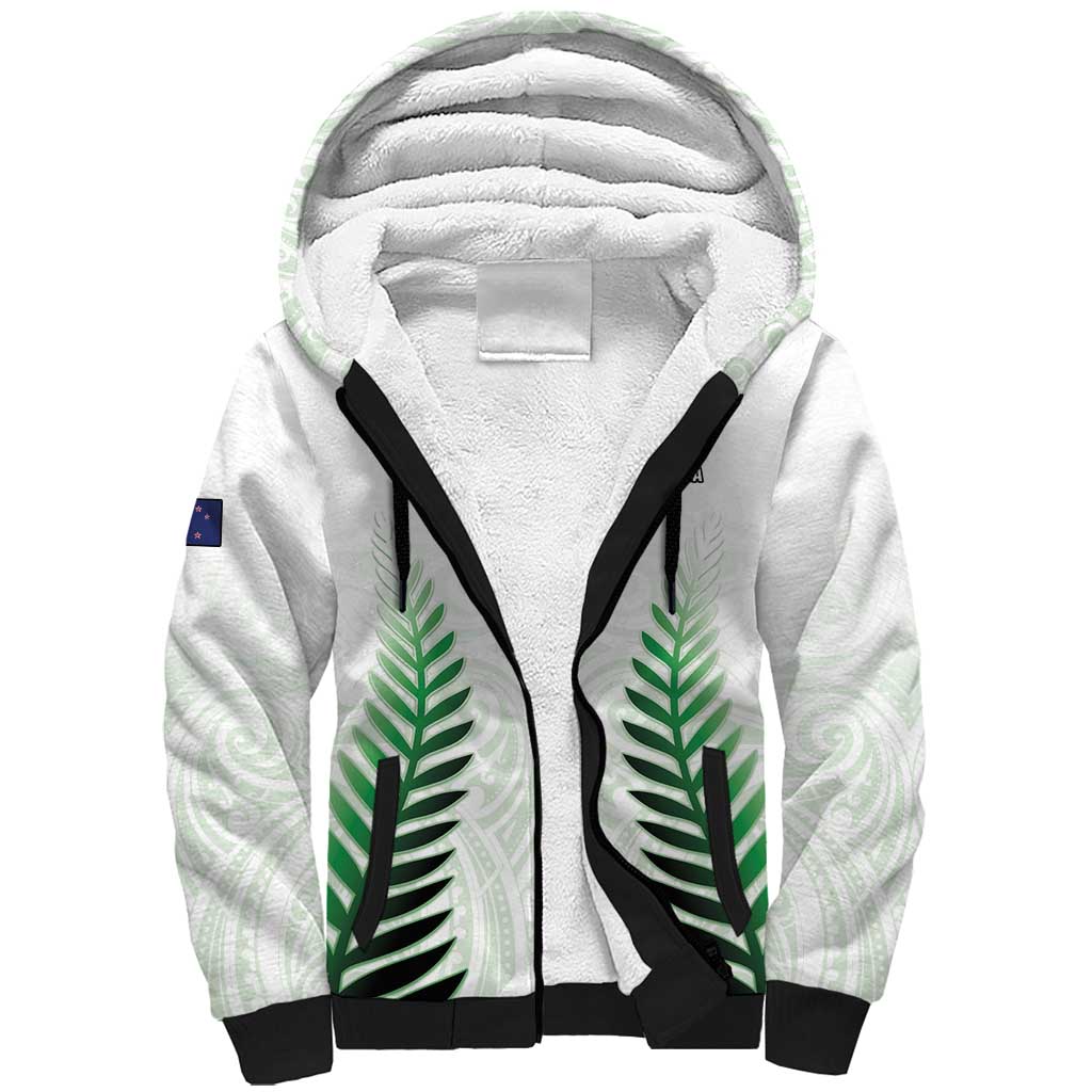 Custom New Zealand Fern Football Sherpa Hoodie Simple Style LT05 Unisex White - Polynesian Pride