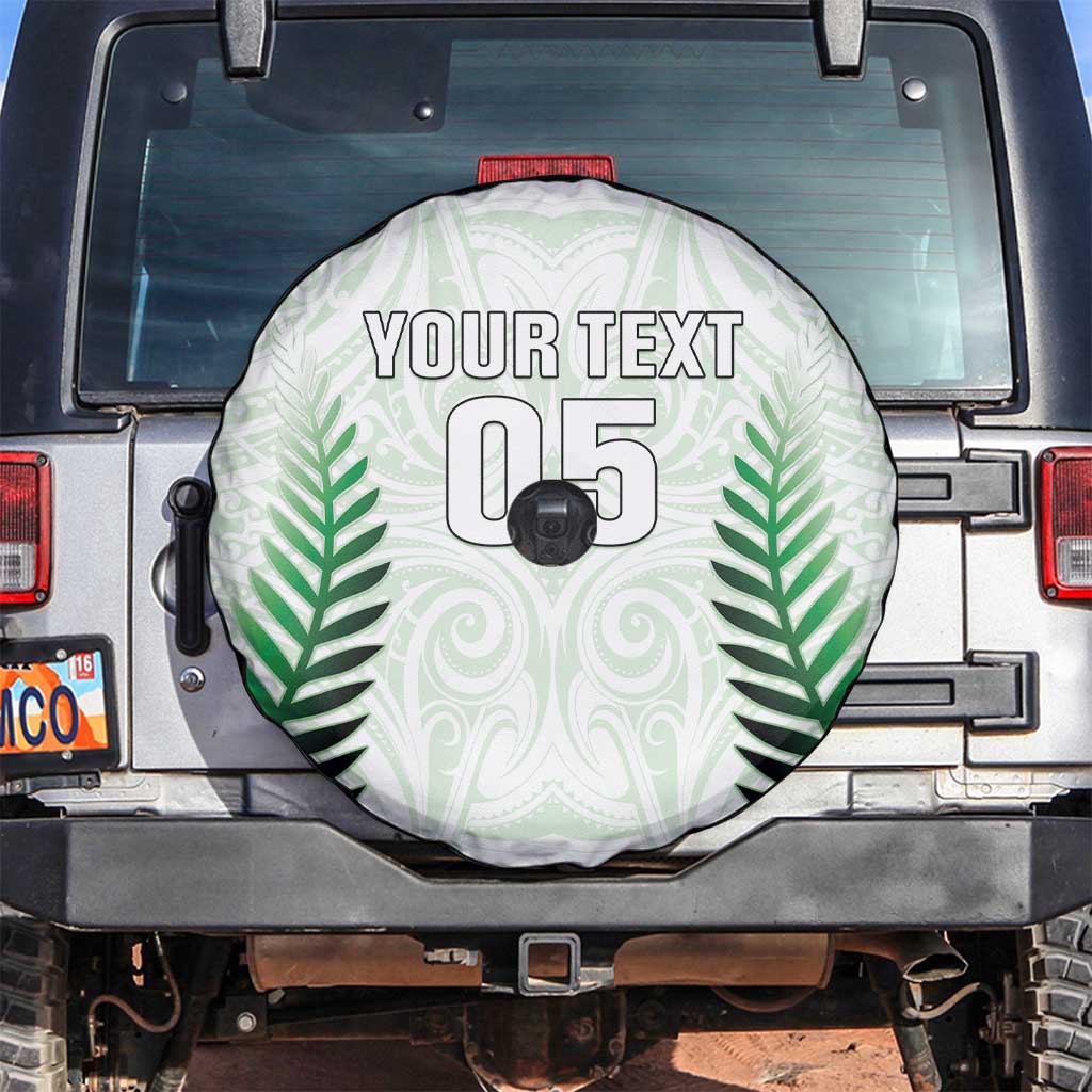 Custom New Zealand Fern Football Spare Tire Cover Simple Style LT05 White - Polynesian Pride