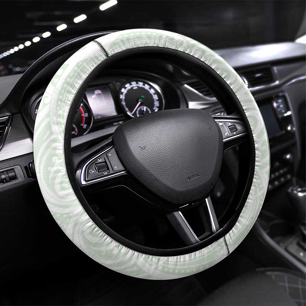 New Zealand Fern Football Steering Wheel Cover Simple Style LT05 Universal Fit White - Polynesian Pride
