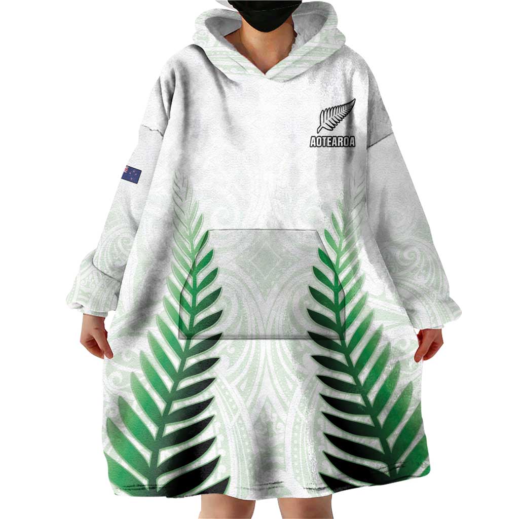 Custom New Zealand Fern Football Wearable Blanket Hoodie Simple Style LT05 - Polynesian Pride