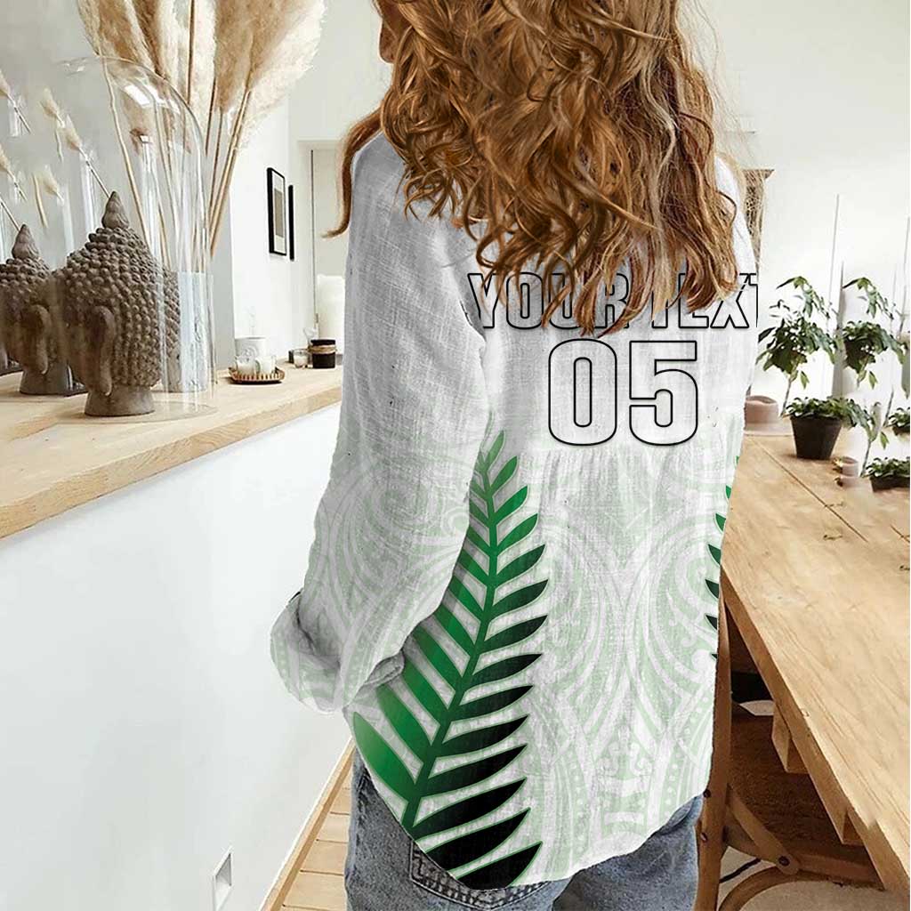 Custom New Zealand Fern Football Women Casual Shirt Simple Style