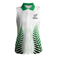 Custom New Zealand Fern Football Women Sleeveless Polo Shirt Simple Style LT05 Female White - Polynesian Pride