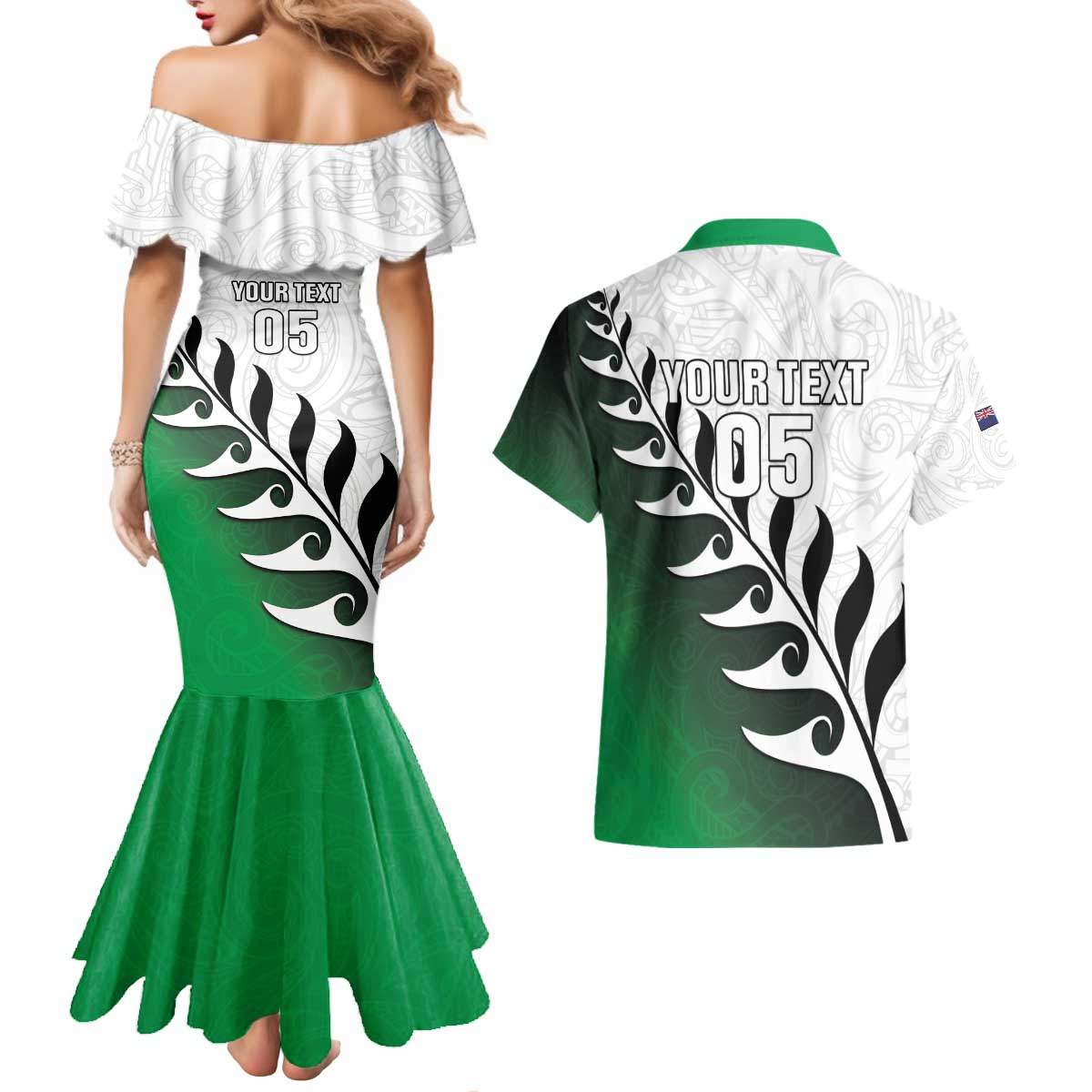 Custom New Zealand Football Couples Matching Mermaid Dress and Hawaiian Shirt Go Aotearoa LT05 - Polynesian Pride